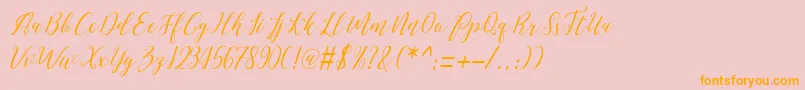 Love Malia-Schriftart – Orangefarbene Schriften auf rosa Hintergrund