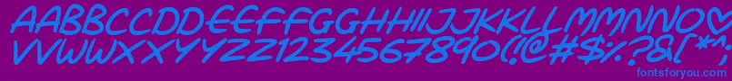 Love Marker Italic Font – Blue Fonts on Purple Background