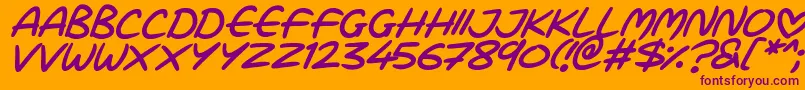 Love Marker Italic Font – Purple Fonts on Orange Background