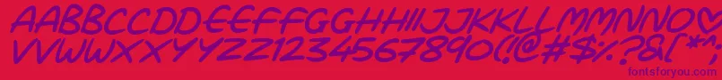 Love Marker Italic Font – Purple Fonts on Red Background