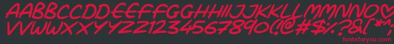 フォントLove Marker Italic – 黒い背景に赤い文字