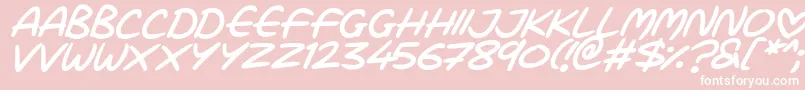 Fonte Love Marker Italic – fontes brancas em um fundo rosa