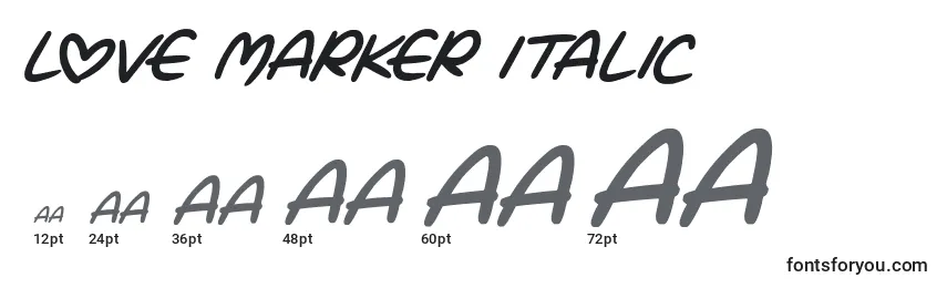 Love Marker Italic Font Sizes