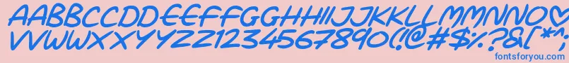 フォントLove Marker Italic – ピンクの背景に青い文字