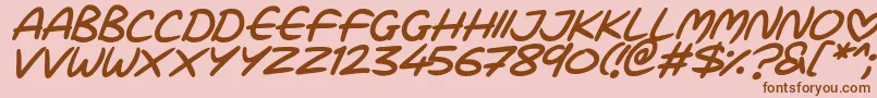 フォントLove Marker Italic – ピンクの背景に茶色のフォント