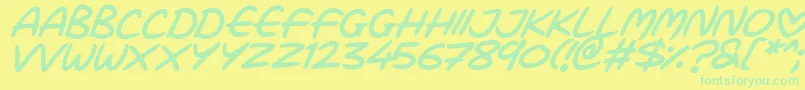 Fonte Love Marker Italic – fontes verdes em um fundo amarelo