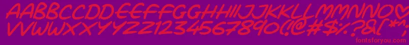 Love Marker Italic Font – Red Fonts on Purple Background