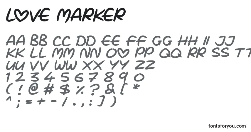 A fonte Love Marker – alfabeto, números, caracteres especiais