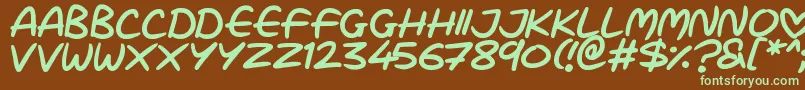 フォントLove Marker – 緑色の文字が茶色の背景にあります。