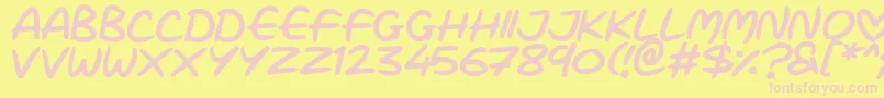 Love Marker-fontti – vaaleanpunaiset fontit keltaisella taustalla