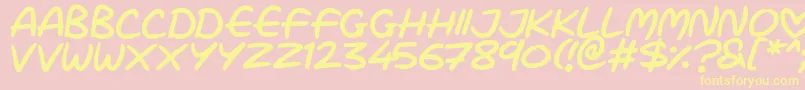 Fonte Love Marker – fontes amarelas em um fundo rosa