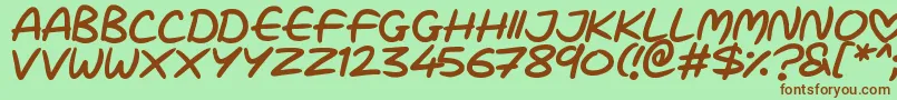 Love Marker-fontti – ruskeat fontit vihreällä taustalla