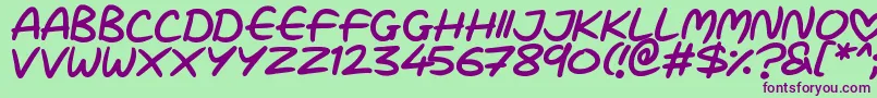 Love Marker-fontti – violetit fontit vihreällä taustalla