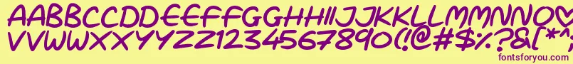 Love Marker-fontti – violetit fontit keltaisella taustalla