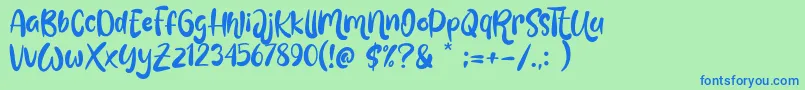 Love Mint Font – Blue Fonts on Green Background