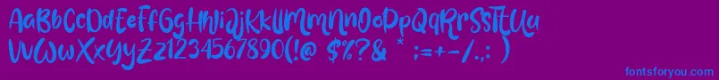 Love Mint-Schriftart – Blaue Schriften auf violettem Hintergrund