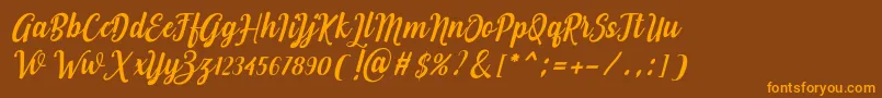 Love of Yellow-Schriftart – Orangefarbene Schriften auf braunem Hintergrund