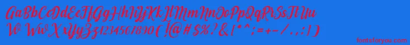 Love of Yellow-Schriftart – Rote Schriften auf blauem Hintergrund