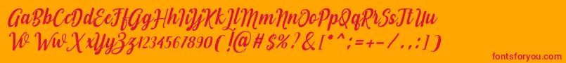 フォントLove of Yellow – オレンジの背景に赤い文字