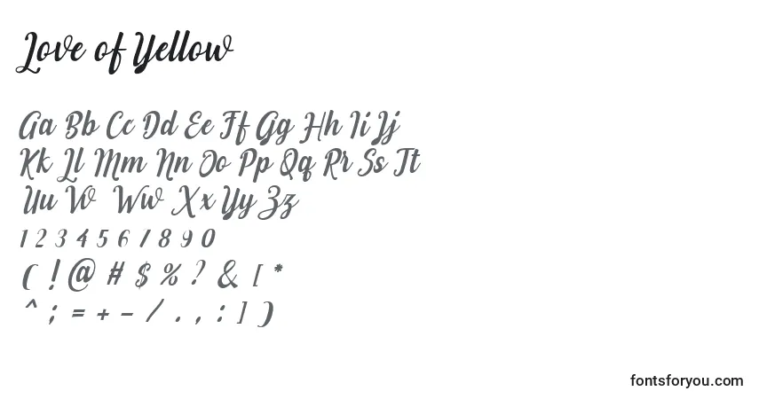 Love of Yellow (132993)フォント–アルファベット、数字、特殊文字