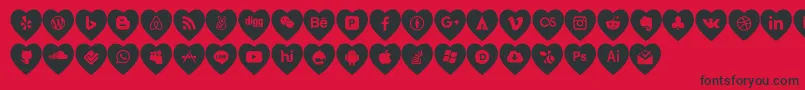 fuente love social media – Fuentes Negras Sobre Fondo Rojo