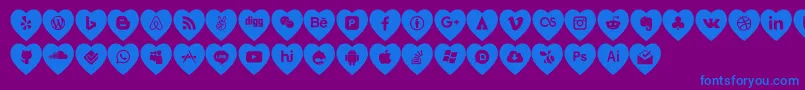 フォントlove social media – 紫色の背景に青い文字