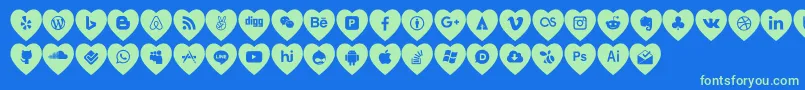 fuente love social media – Fuentes Verdes Sobre Fondo Azul