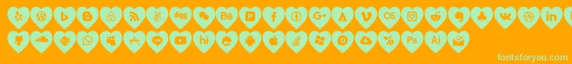 love social media-Schriftart – Grüne Schriften auf orangefarbenem Hintergrund