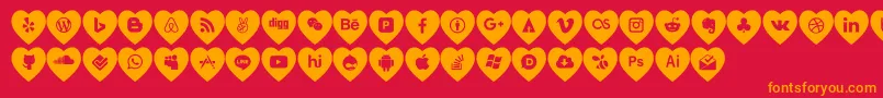 fuente love social media – Fuentes Naranjas Sobre Fondo Rojo