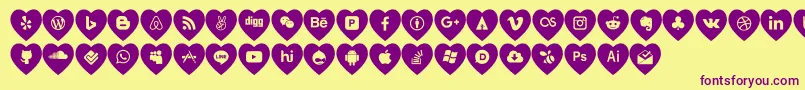 love social media-fontti – violetit fontit keltaisella taustalla