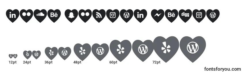 Größen der Schriftart Love social media