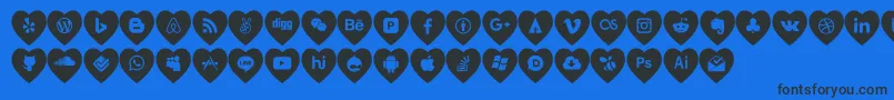 fuente love social media – Fuentes Negras Sobre Fondo Azul