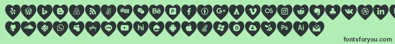 Fonte love social media – fontes pretas em um fundo verde