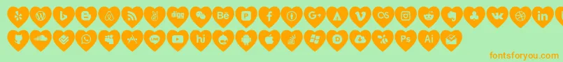 Шрифт love social media – оранжевые шрифты на зелёном фоне