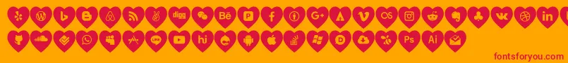 フォントlove social media – オレンジの背景に赤い文字