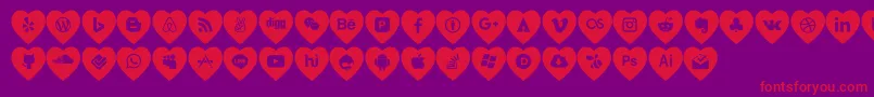 fuente love social media – Fuentes Rojas Sobre Fondo Morado