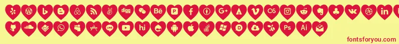 love social media Font – Red Fonts on Yellow Background