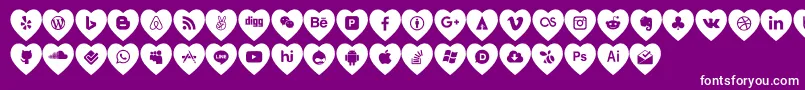 Fonte love social media – fontes brancas em um fundo violeta