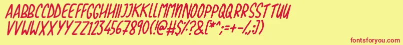 Love The Trees Italic Font – Red Fonts on Yellow Background