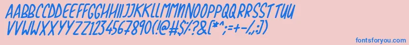 Czcionka Love The Trees Italic – niebieskie czcionki na różowym tle