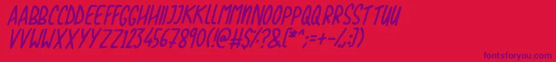 Шрифт Love The Trees Italic – фиолетовые шрифты на красном фоне