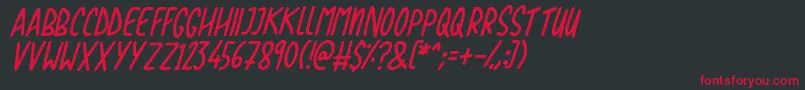 Love The Trees Italic-fontti – punaiset fontit mustalla taustalla