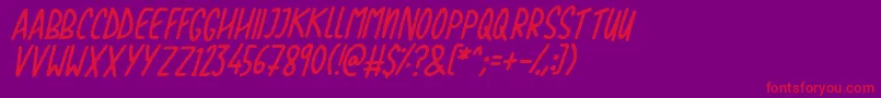 Fonte Love The Trees Italic – fontes vermelhas em um fundo violeta