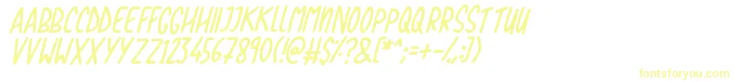 Love The Trees Italic-Schriftart – Gelbe Schriften auf weißem Hintergrund