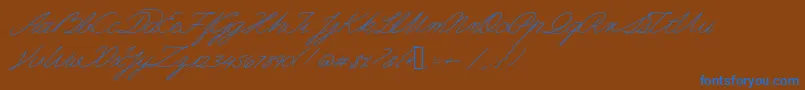 フォントGuayaquil1800 – 茶色の背景に青い文字