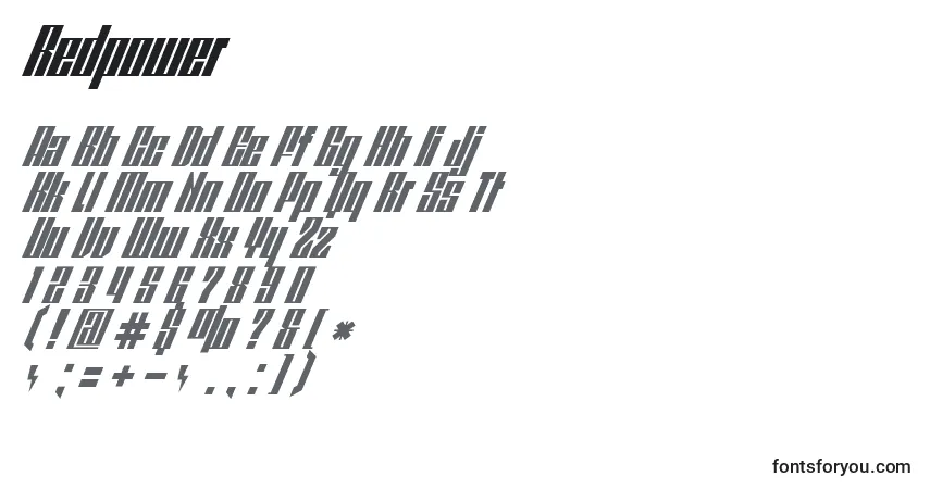 characters of redpower font, letter of redpower font, alphabet of  redpower font