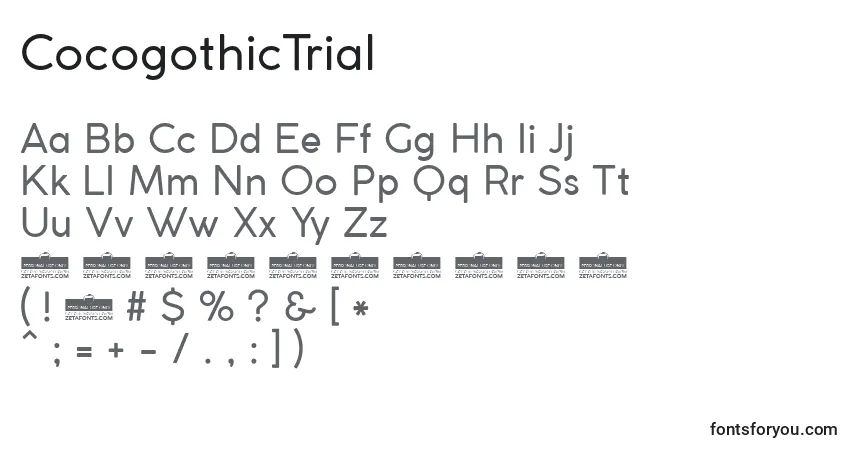 characters of cocogothictrial font, letter of cocogothictrial font, alphabet of  cocogothictrial font