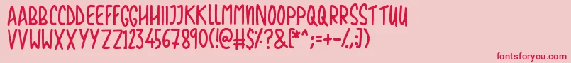 フォントLove The Trees – ピンクの背景に赤い文字