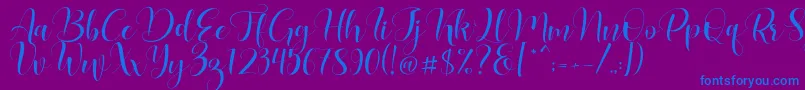 Lovea-Schriftart – Blaue Schriften auf violettem Hintergrund