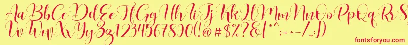 Lovea Font – Red Fonts on Yellow Background